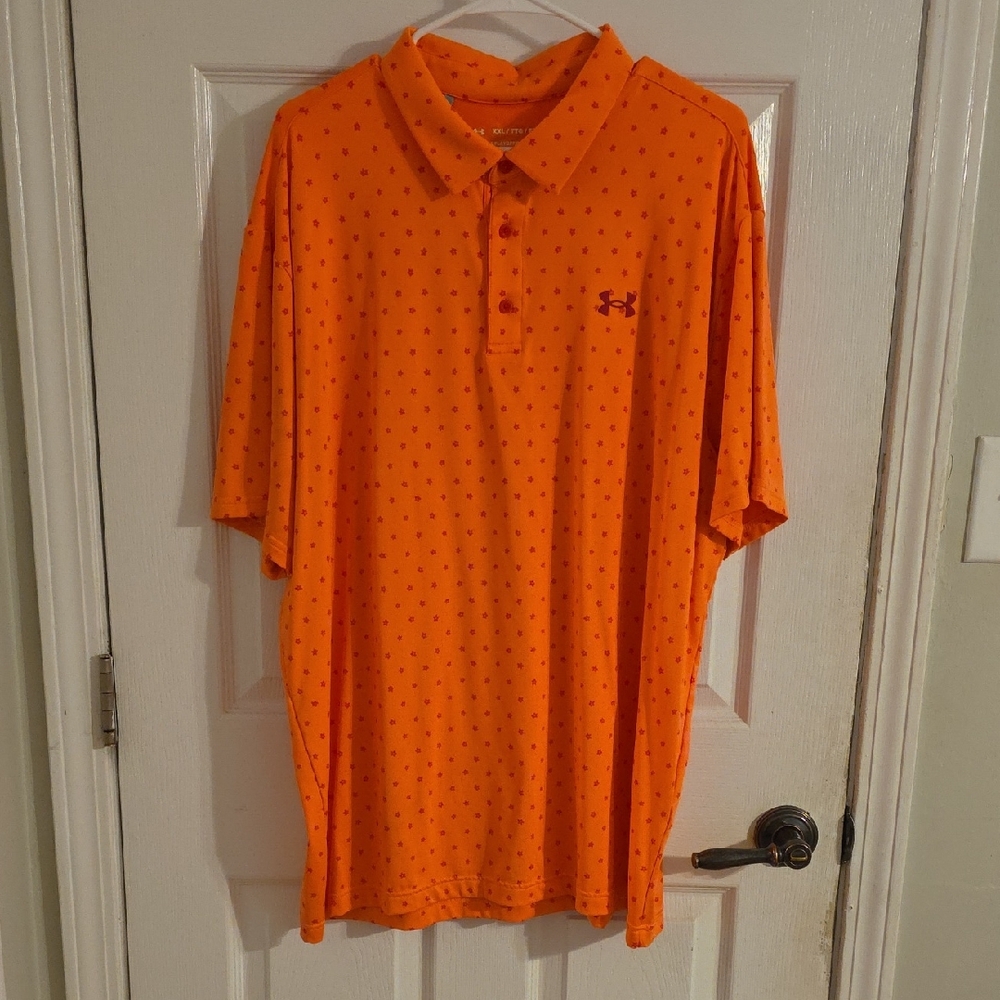 Under Armour Men's Bright Orange Polo with Pattern